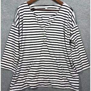 J Jill Womens Top L Striped Terry Cloth Beach Cover Up Shirt Casual Pool. Summer
